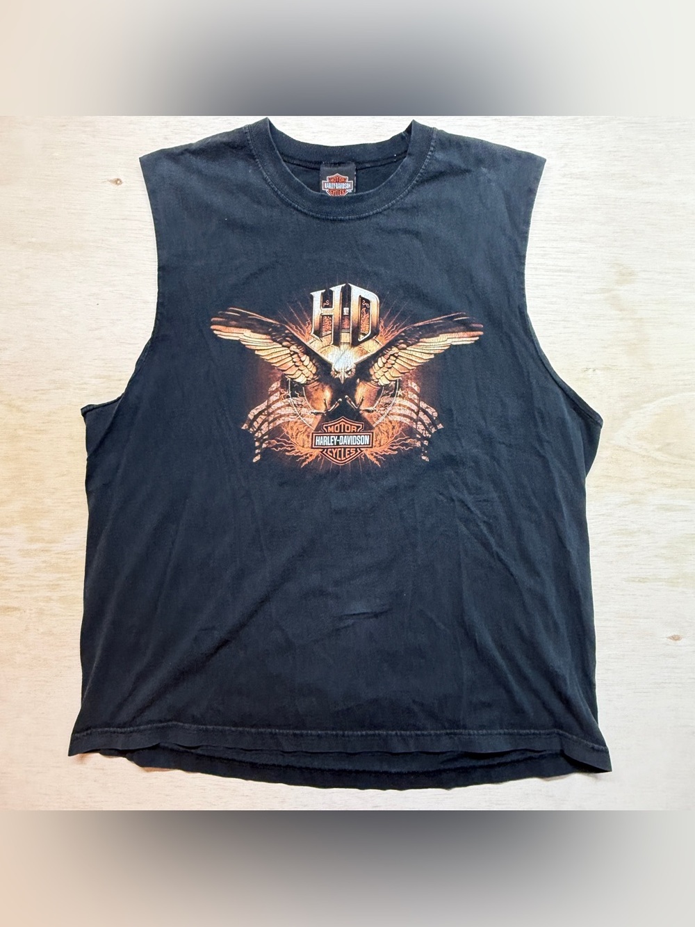 Harley Davidson Sleeveless Shirt Men XL Black Eagle Graphic St Petersburg FL